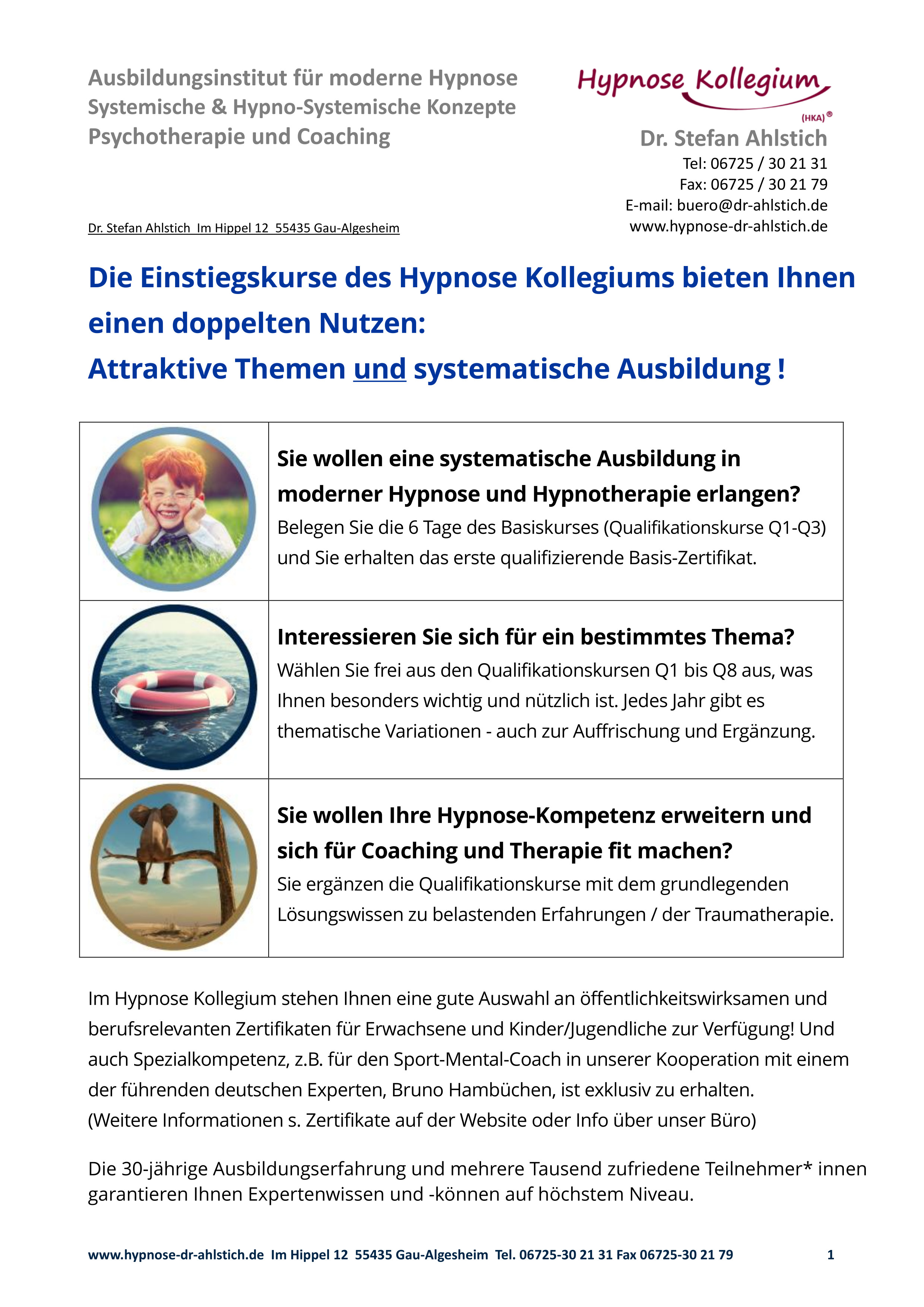  Übersicht Einstiegskurse